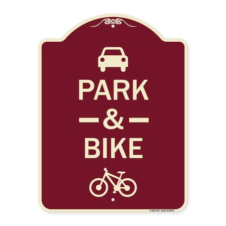 Signmission Park & Ride With Bicycle Graphic Heavy-Gauge Aluminum Architectural Sign, 24" x 18", BU-1824-23499 A-DES-BU-1824-23499